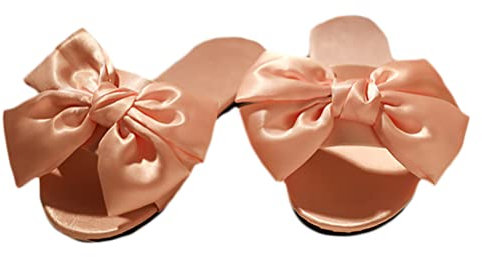 Onsoyours Femmes Brodées Mariage Demoiselle d'honneur Pantoufles Mariage Satin Pantoufles Mariage Mariée Robe de Chambre Chaussures Assorties Pantoufles D Rose 43 EU