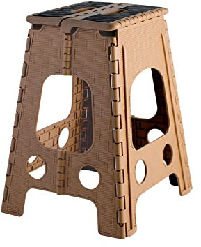 H&H Tabouret Pliable Clair 34 x 36 x 47 cm, Marron, Noir