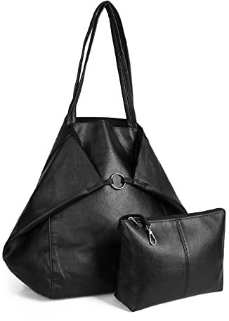 YLYYHH Große Tragetasche für Frauen, Leder Hobo-Taschen Schultertasche, Reise-Geldbörsen für Frauen, veganes Leder Designer Handtaschen, schwarz…