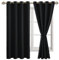 JIUZHEN Vorhänge Blickdicht mit Ösen Verdunklungs Gardinen Schlafzimmer Blickdichte Vorhänge Ösenschal Vorhang gegen Kältes und Hitze Curtains Blackout ThermoVorhang 2er Set 175x140cm(HxB) Schwarz