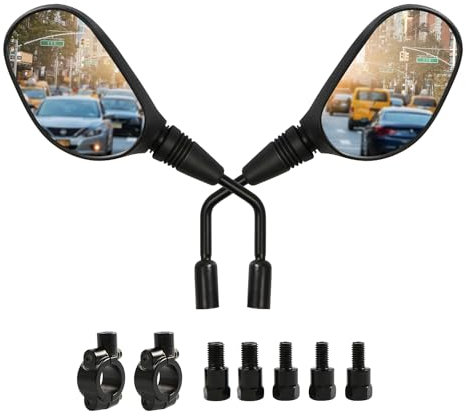 Motorrad Spiegel, Motorrad Rückspiegel für 22mm Lenker, Motorradspiegel mit M8 Rechtsgewinde und M10 Linksgewinde, Lenkerendenspiegel Kompatibel mit Scooter, E-Bike, ATV, Moped