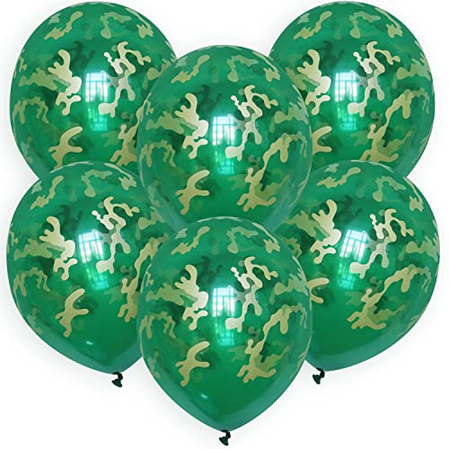 6 Stk. Premium Luftballons Bio Camouflage Tarn Armee 12' Party Geburtstag Grün Set