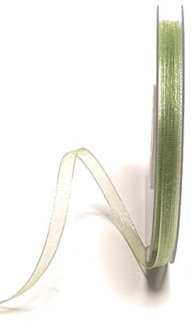 s.dekoda Schleifenband 50m x 6mm Grün - Schilfgrün Organza Chiffon Geschenkband Organzaband [1350-109]