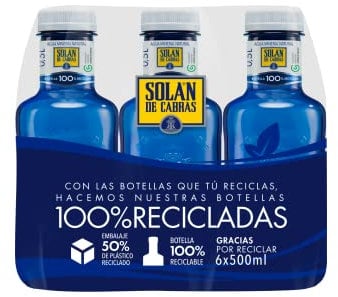 Solán de Cabras, Pack 6 Botellas x 50cl, Agua Mineral Natural Sin Gas, Baja en Sodio
