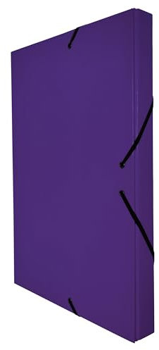 Raylu Paper Projektmappe Matt A4 mit 3 cm Rückenbreite, stabile Kartonmappe und Gummizugverschluss für Schulprojekte oder Büro, Aktenordner Größe 34 x 24 cm (Violett)