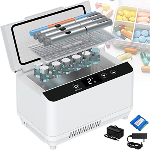 TAHALI Scatola frigo per insulina, Borsa frigo per insulina, Scatola frigo per insulina Portatile, Scatola frigo per insulina Scatola refrigerata Mini frigo per Auto Ricaricabile,1Battery