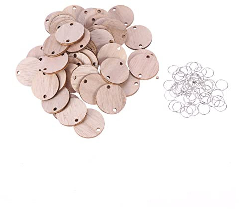 ULDIGI 50 Runde Holzscheiben Mit Eisen-set Für Geburtstagserinnerungen Hängender Holztafelkalender Diy Kalender Zubehör