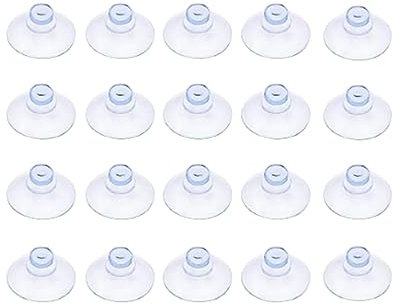 LJFEA 20 Piezas Ventosas Transparentes, Mini Ventosas de Plastico sin Ganchos, Ventosa Pequeñas para Cristal, Azulejos, Mesa, Ventana, Espejo, Baño, Armario - 20mm