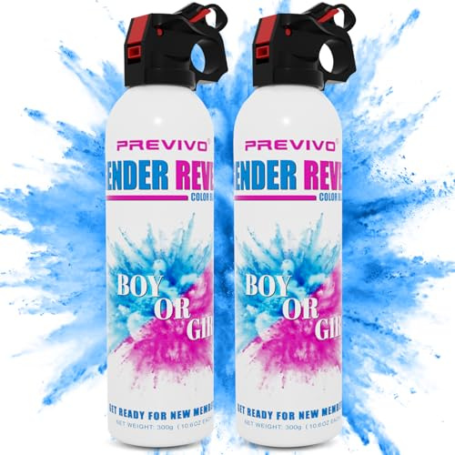 Juego de extintor de revelación de género, 2 piezas, suministros de fiesta 100% biodegradables, para decoraciones e ideas memorables de revelación de género para bebés (tamaño grande)