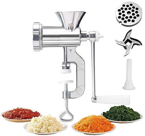 mingchengheng Tritacarne N. 5 in Alluminio, Tritacarne Manuale E Tritatutto A Mano per Cucina,Tritacarne Manuale, Tritacarne Manuale Antiscivolo, Design Staccabile, per Tutte Le Carni, per Cucina