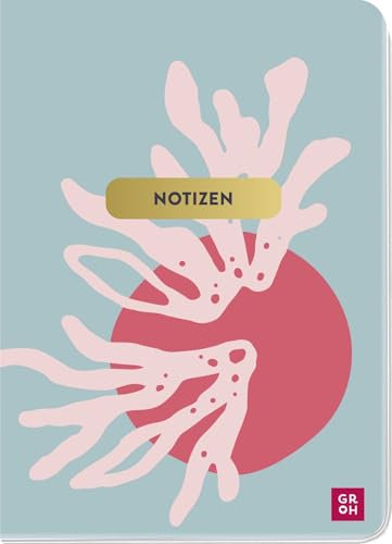 Notizheft Ozean Koralle abstrakt: Notizbuch, DIN A6, 48 Seiten, Punkteraster, flexibler Einband. Mit edlem Gold- und Strukturfinish (Geschenke für alle, die das Meer lieben)