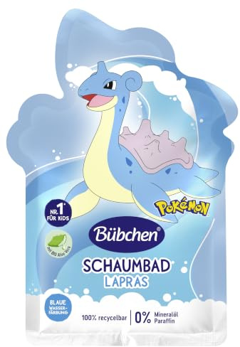 Bübchen Pokémon Schaumbad Lapras, 40 ml – flüssiger Badezusatz mit orangenem Wasserfärbe-Effekt für Kinder, sanfter Badeschaum mit Aloe vera, ohne Silikone und ohne Mikroplastik