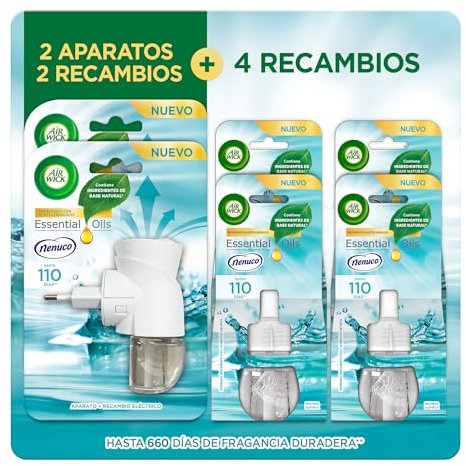 Air Wick Eléctrico Megapack - Ambientador, esencia para casa con aroma a Nenuco - 2 aparatos + 6 recambios