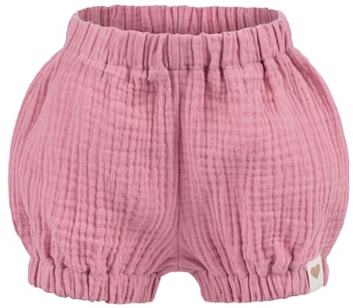 Smarilla Baby Kinder Musselin Shorts Kurze Hose Uni Pumphose Sommerhose, Bekleidungsgröße: 62/68, Farbe: Altrosa