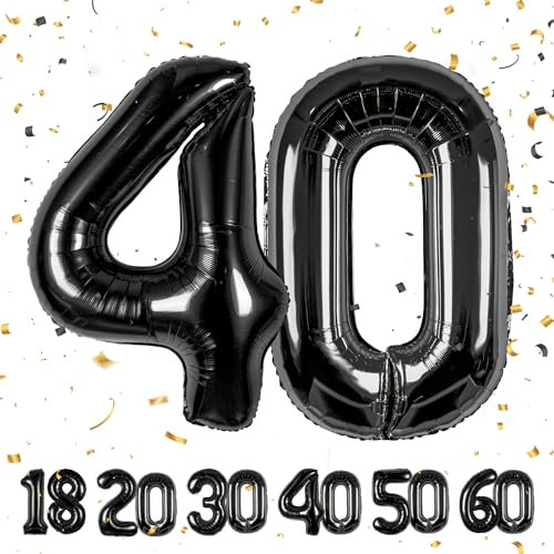 ballonluftballon 40 jahre | Schwarz 40 ballons-40-101cm 40 Geburtstagsdeko -40 Folienballon Zahl Deko zum Geburtstag fliegt mit Helium 40 Geburtstag für Männer Frauen 40 Geburtstagsparty Jubiläum…