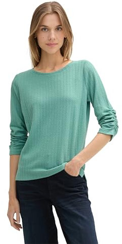 TOM TAILOR Denim Damen Sweatshirt mit Raffarm, 34206 - Dark Pacific Teal, XL