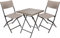 BRUBAKER Balkonset Toskana mit Tisch und 2 Stühlen - Wetterfest klappbar und platzsparend - Polyrattan Balkonmöbel Set - Sitzgruppe für Balkon Terrasse Garten - Bistroset Klappstühle Grau Braun