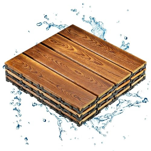 Piastrelle Per Terrazza In Legno - Piastrelle Per Pavimento Esterni | Piastrelle Per Da Giardino Modulari Slip | Piastrelle Per Prato Antiscivolo Per Da 12 X 12 Pollice Terrazza