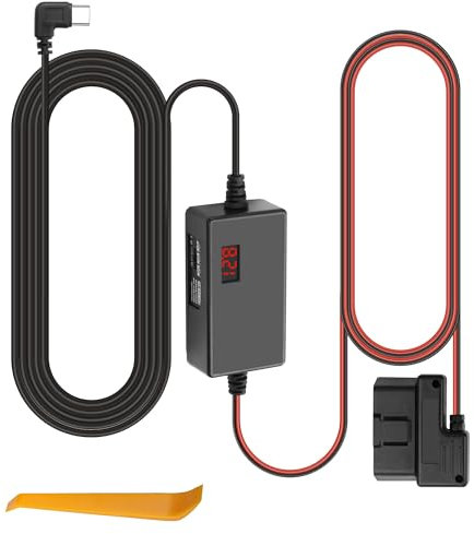 MEIRIYFA OBD OBD2 Power Cable for Dash Camera, OBD2 to USB C Charger Cable with 24 Hours Surveillance Type C 16Pin OBDII Step Down Hardwire Kit Charger Cable for Dash Camera GPS DVR (3.1M)