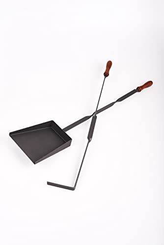 Juego de Utensilios con Atizador y Pala de Carbón Mango de Madera Barbacoa Asado Chimenea