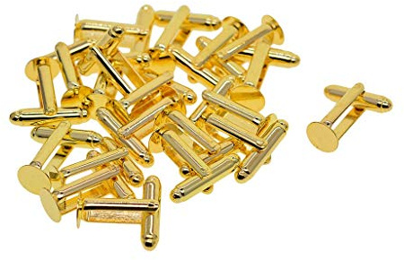 20 Stück Messing Gold Manschettenknöpfe Rohlinge Herren Klassische Hemd Smoking Manschettenknöpfe Cabochon Runde 8 mm Lünette Tablett für Hochzeit Business, M, Kunststoff