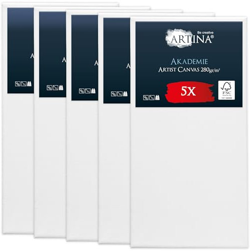 Artina FSC® Keilrahmen Leinwand zum Bemalen 50x100 cm – bespannte Keilrahmen Leinwände zum malen für Acrylfarben Canvas 100% Baumwolle – Acryl Leinwand Rahmen
