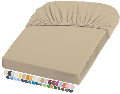 liebling Elasthan Spannbetttuch 90x200 bis 100-220 cm, mit Rundumgummizug, Blickdicht faltenfrei & atmungsaktiv, Ökotex 100, Matratzen bis 26 cm Höhe, Sand