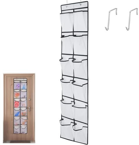Zapatero Puerta Colgante, Organizador de Zapatos para Puerta, Zapatos Organizador Colgante, con 12 Bolsillos para Calzado, con 2 ganchos, para Calzado, Ropa, Cinturones y Accesorios