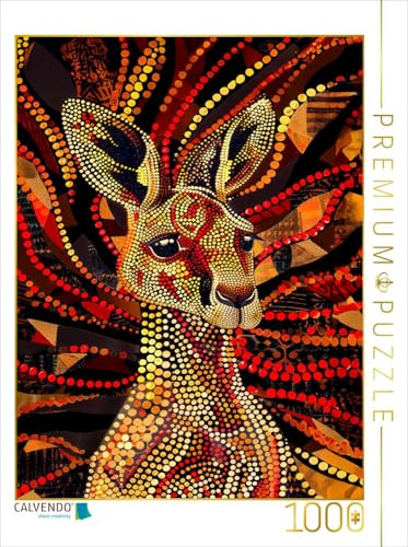 CALVENDO Puzzle Känguru im Stile der Aborigine-Kunst | 1000 Teile Lege-Größe 64 x 48 cm Foto-Puzzle für glückliche Stunden
