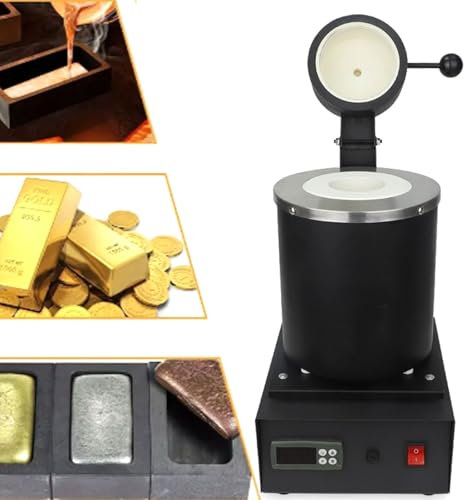 Four de fusion d'or électrique, kit de coulée de métal 1600 W, avec protection en maille et creuset en graphite, for ferraille fondue, argent, or, cuivre, four de coulée de raffinage d'aluminium(Black