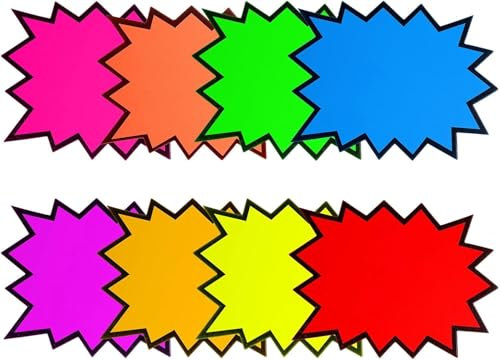 joonnair 160 Stück Preisschilder Fluoreszierende Zeichen Verkaufsschild preisetiketten flohmarkt Sternförmiges Preisschild Starburst Preisschilder für Supermärkten Geschäft, Ladengeschäft Party Favor