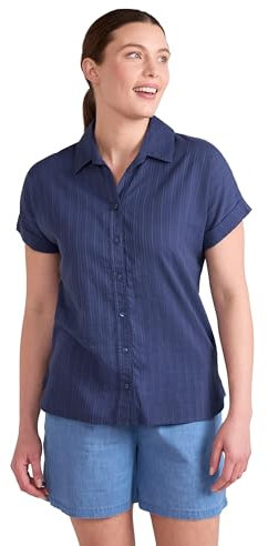 Mountain Warehouse Palm Womens Relaxed Check Shirt - Comfortable, Breathable & Lightweight 100% Cotton Top, Easy Care - Spring Summer, Outdoors & Holiday Navy 18