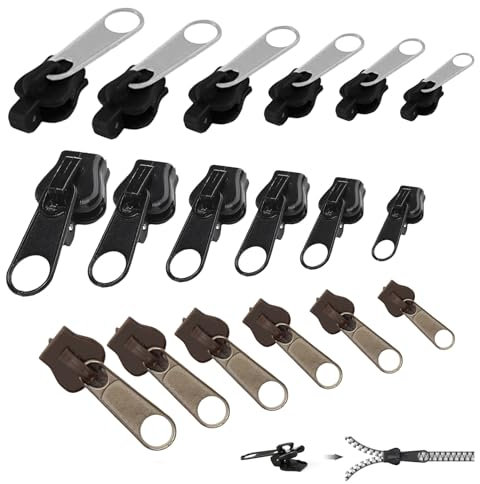 18 Stück Reißverschluss Reparatur Set,Reißverschluss Zipper Ersatz,Reißverschluss Schieber Ersetzen,Ersatz Zipper für Reißverschlüsse,Haushaltbarer Fix-reißverschluss Universal Reparatur Ersatzteile