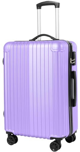 ABISTAB Hartschalen Reisekoffer mittelgroß 66x45x27cm, Handgepäck Koffer, leicht Rollkoffer mit 4 Rollen, Zahlenschloss, Koffer & Trolleys, Helllila