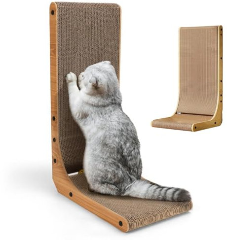 Rascador de Cartón en Forma de L para Gatos 68cm - Protector de Sofá Antiarañazos - Rascador Gato Sofá Reversible con Catnip - Cat Scratcher de Alta Resistencia