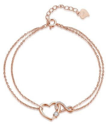 PHNIBIRD Fußkettchen Rosegold Unendlichkeit 925 Sterling Silber Boho Sommer Strand Wasserfeste Fußkette Infinity Schmuck für Damen Mädchen