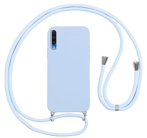 Vauki handyband Hülle für Samsung Galaxy A50/A50s/A30s HandyHülle mit Band zum Umhängen Stoßfest Silikon Schutzhülle mit Band Abnehmbar,Ultra Dünn Necklace Lanyard Weich Case für A50s/A30s,Blau