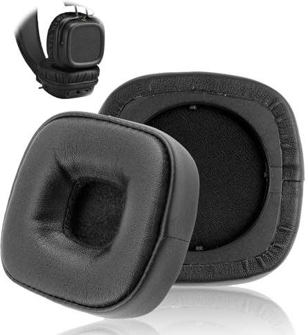 Cuscinetti Auricolar di Ricambio Major IV, Auricolari per Marshall Major III IV Compatibili Cuffie Clip Nera in Memory Foam Pelle Proteica Bluetooth on Ea Padiglioni Spugna e Pell PU Nero