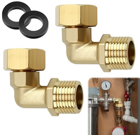 2 PCS Raccordo 1/2 Ad Angolo in Ottone, Doppio Nipplo in Ottone, Dado Di Accoppiamento Ad Angolo Di 90 Gradi, Prolunga Girevole Da 1/2 Pollici per Impianti D'acqua E Sistemi Di Riscaldamento