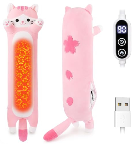 Electric Heating Pad for Period Pain Relief Heating Pad for Cramps Relief Cuddly Soft Sakura Cat Plush Portable Electric Heat Pad for Neck Shoulder Back Heated Pad for Unisex Heat Pad (Pink)