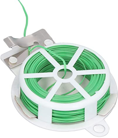 BRRNOO Plant Ties, Garden Twine Garden Plant Ties Reusable, Cable, Plastic Steel Wire Twist Roll Dispenser with Cutter for Vegetable Shed, Green (50m / 164ft)