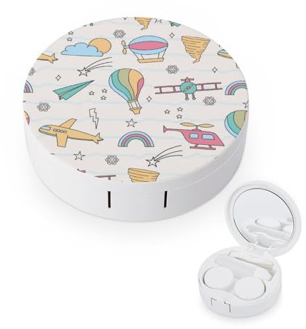 fkgvwo Contact Lens Container Balloon Plane Travel Contact Lens Box with Mirror Tweezers Solution Bottle