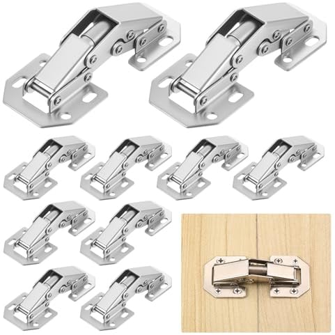 10 Pcs 90 Degree Soft Close Cabinet Hinges, Kitchen Cupboard Door Hingess, Full Overlay Mute Hydraulic Concealed Hidden Door Hinges for Bedroom Bathroom Wardrobe Doors Hardwares