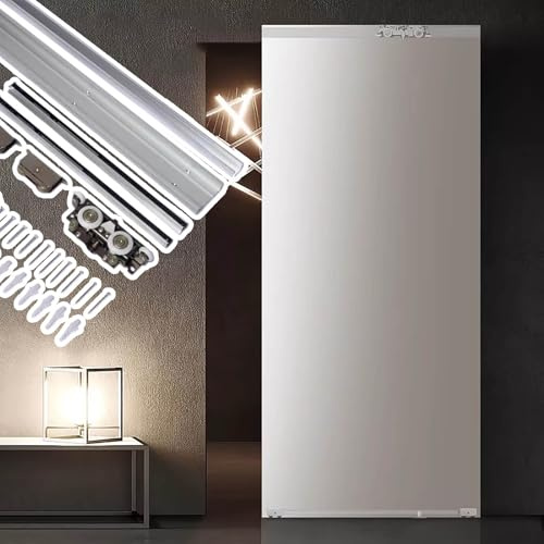 Schiebetür Schiene Spurloses Schiebetürsystem mit Verdeckter Führungsschiene, Verdeckte Schiebetürbeschläge mit Soft-Close-Funktion, Geräuschloses Schranktür-Schienensystem(63in/1.6m/5.2ft)