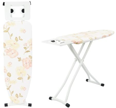 EVERGOODS Ironing Board 1PC 110x30cm 6 Height Adjustable Floral | Floral folding ironing board with 6 adjustable heights, cotton cover, iron rest and non-slip feet for home laundry use.