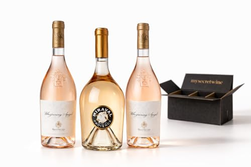 Pack 3 Botellas Rosado Premium Côtes de Provence – 2 Whispering Angel + 1 Miraval – Vino Rosé Francés AOC – Edición Especial