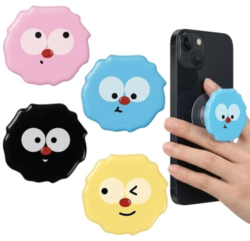 4 Pack Foldable Plaid Phone Grip & Stand for smartphones and tablets. Secure, non-slip grip for easy one-handed use, hands-free viewing and stable photo taking. Foldable