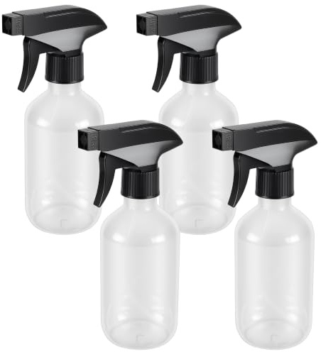 SEUNMUK 4 Pack Water Spray Bottle, 300ml Empty Spray Bottle, Transparent Plastic Trigger Spray Bottles for Hair, Cleaning and Garden