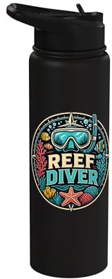 Vintage Snorkel Mask Ocean Life Explorer Art Stainless Steel Insulated Water Bottle