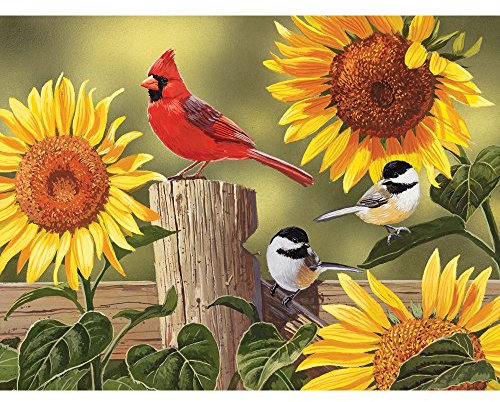 Bits and Pieces - 500 Piece Jigsaw Puzzle for Adults - Sunflower And Songbirds - 500 Cardinal Jigsaw by Artist William Vanderdasson